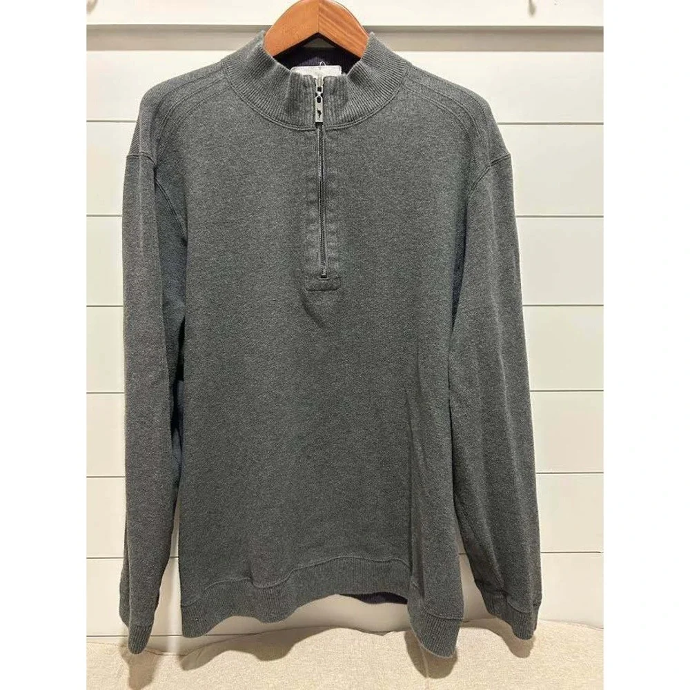 Tommy Bahama Reversible Quarter Zip Pullover Sweatshirt Mens Large Grey Purple